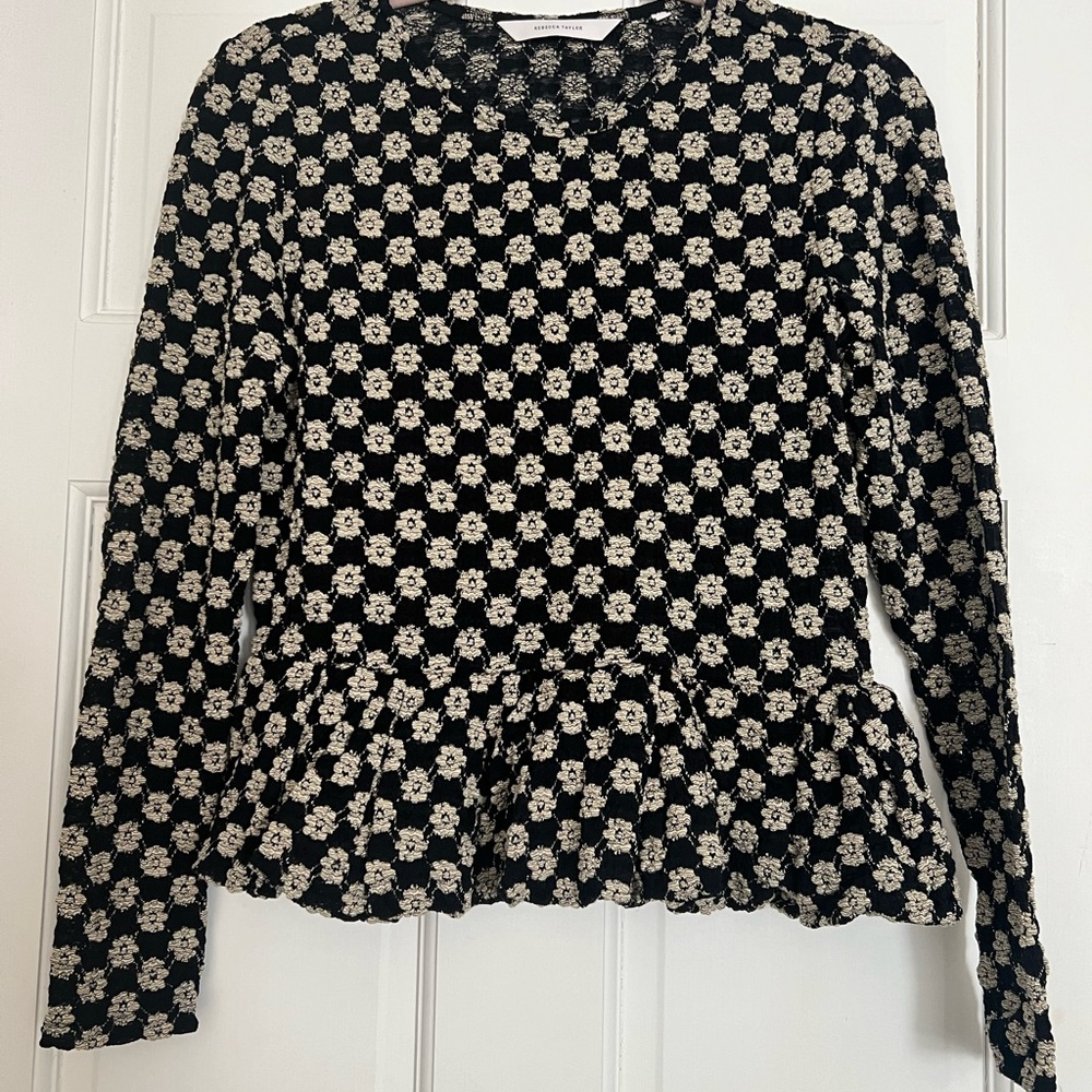 Rebecca Taylor Printed Crew Neck Crop Top